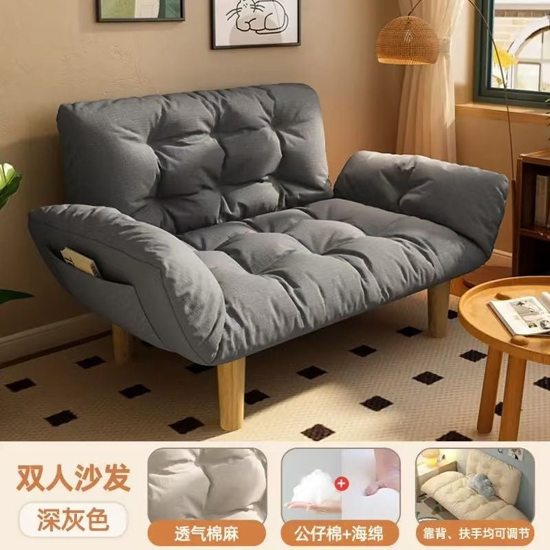 Cream cloud lazy sofa double reclining rental house bedroom no-wash small apartment foldable dual-purpose sofa bed