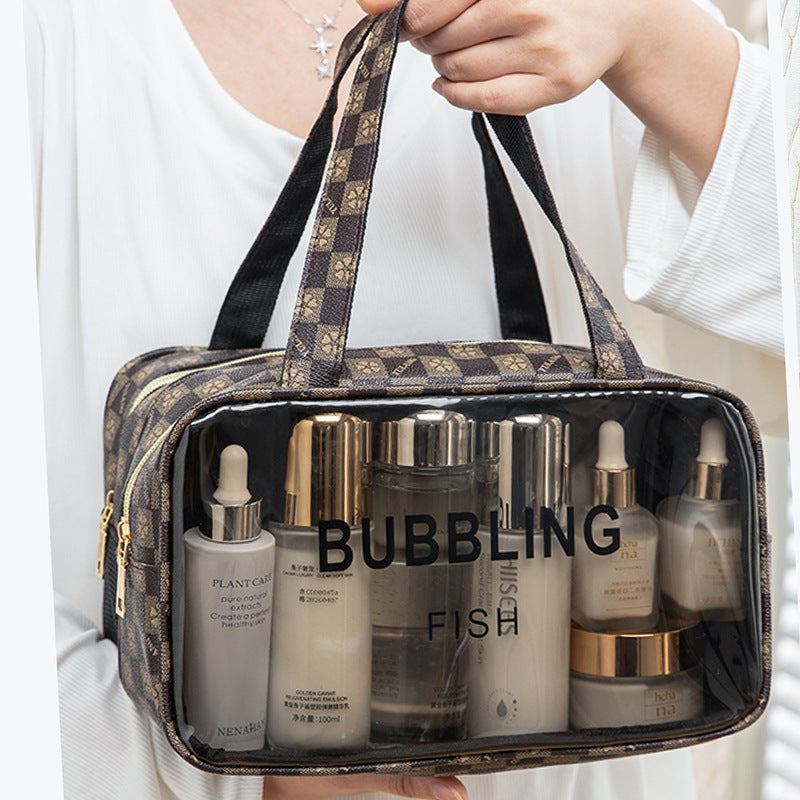 Yulang plaid cosmetic bag large capacity portable toilet bag waterproof swimming bag travel storage bag light luxury beach bag