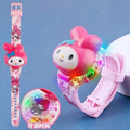Kitty cat luminous music watch - frozen princess cartoon cute toy flip digital watch - gift for boys and girls