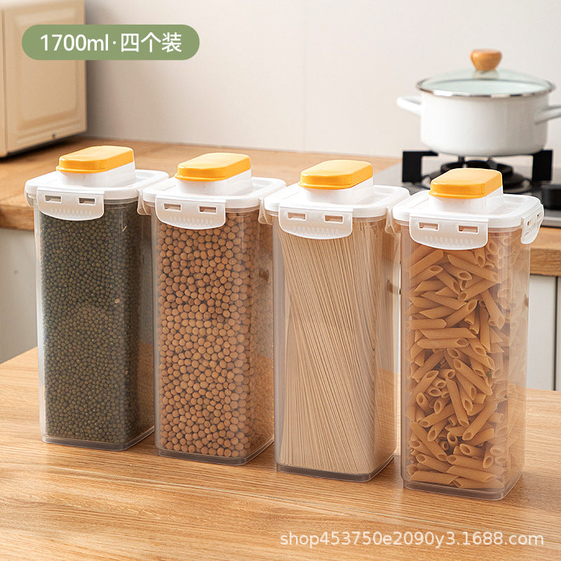 Kitchen Grains Sealed Storage Tank Transparent Plastic Square Food Sealed Tank Coffee Bean Noodles Storage Box