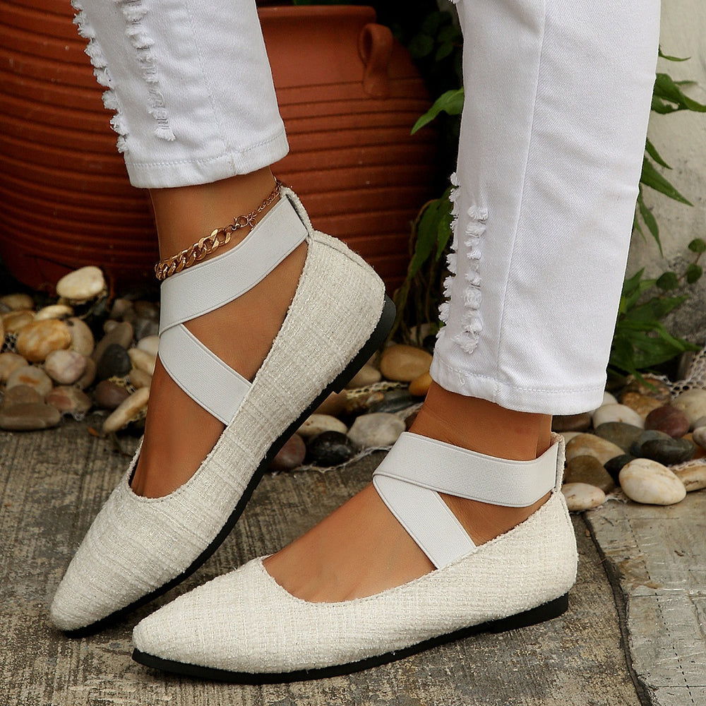 Exportplus sizeflats elastic band flatsflats women's cross-border suede pointed toe slip-on lazy work women's shoes wholesale