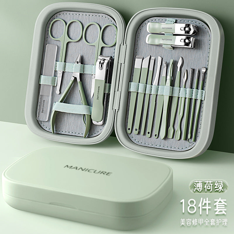 Stainless steel manicure pedicure knife manicure beauty tools complete set of nail tips eagle mouth pliers nail scissors suit wholesale customized