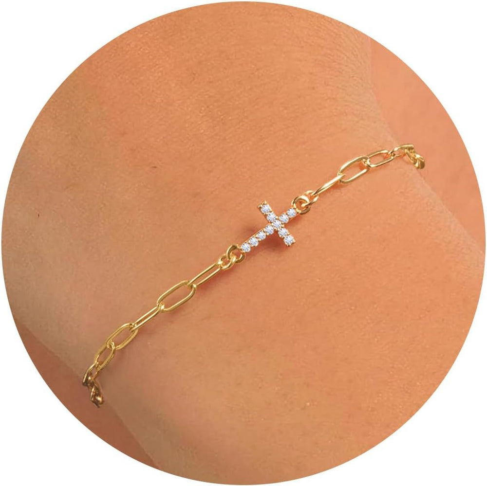 European and american fashion cross-border sterling silver personalized white clip zircon cross daily matching bracelet
