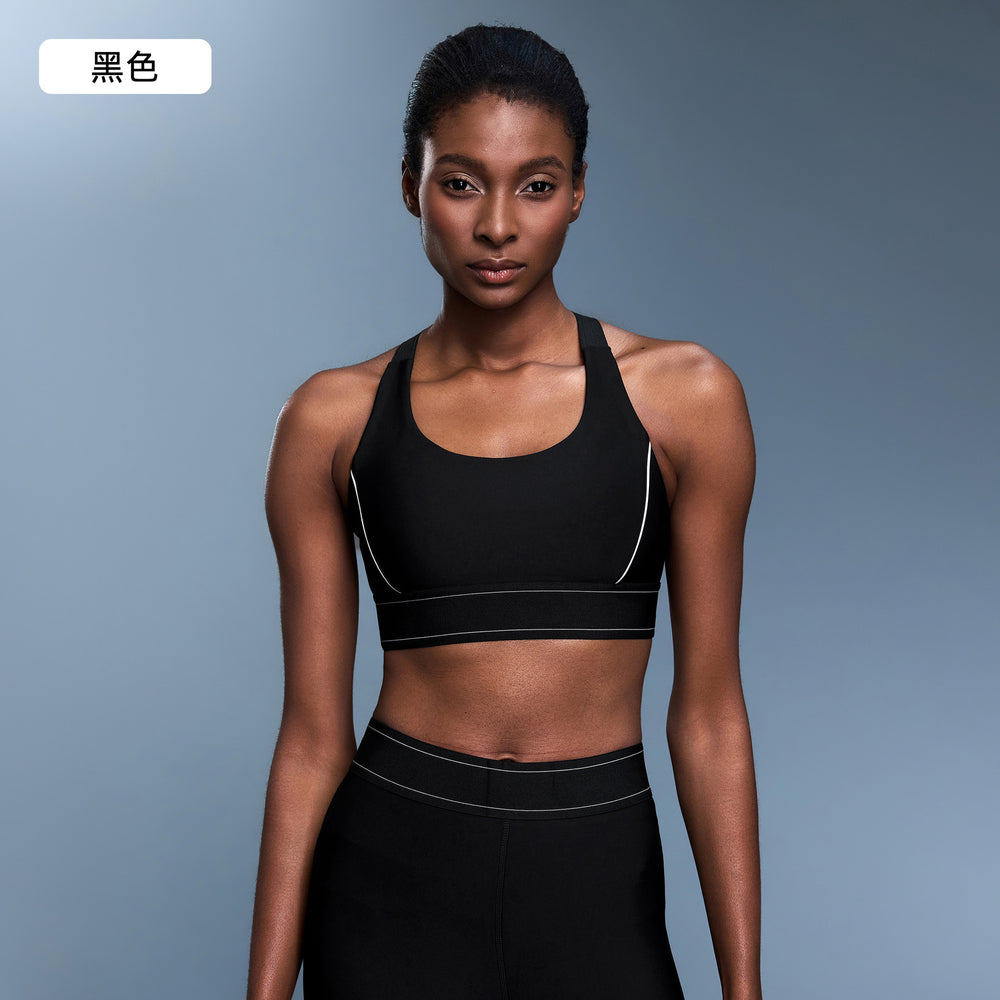 New color block adjustable strap sports bra - high impact, shockproof, push-up training bra - model dw346