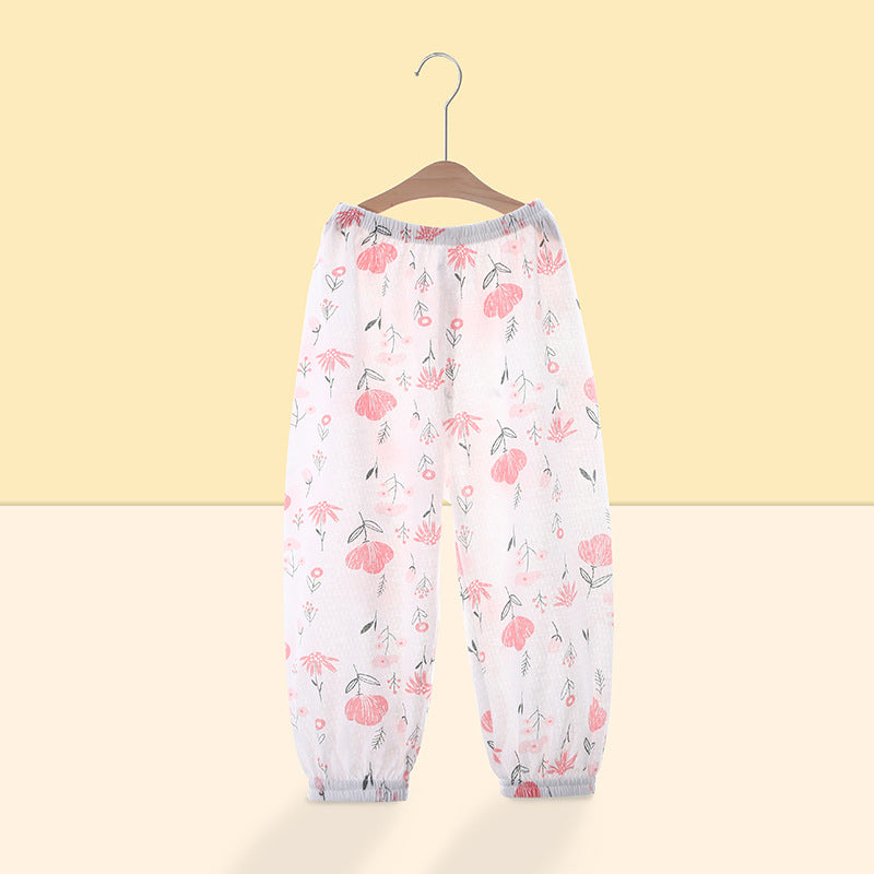 Baby pants summer thin pure cotton children's mosquito pants boys girls bloomers baby long pants sleep pants mesh