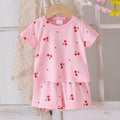 exclusive supply of new arrival children's pink cherry t-shirt + shorts set for european and american girls