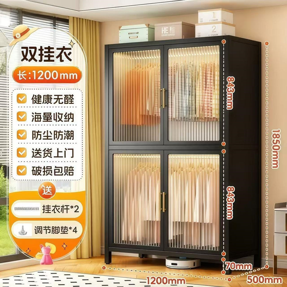 Large capacity steel wardrobe bedroom for home wardrobe rental metal floor standing clothes rack simple assembly storage cabinet