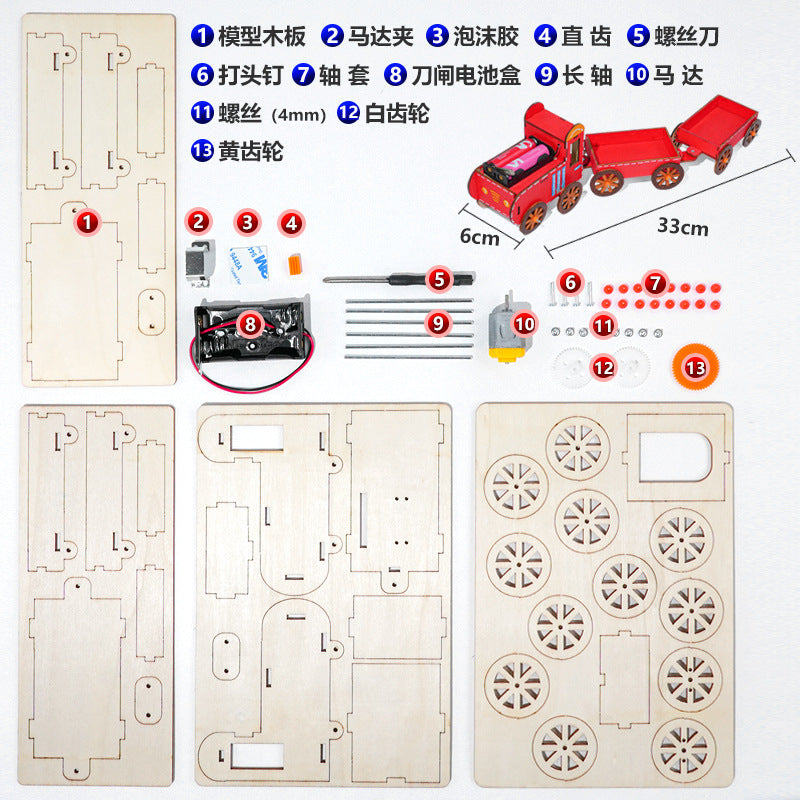 Load train, science and technology small production, primary school students' transportation, cognitive handmade DIY creative science experimental materials
