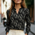 Exportfashionfrenchaccessible luxurylong sleevesshirt vertical dot texture satin small stand collar slit v neck workplace