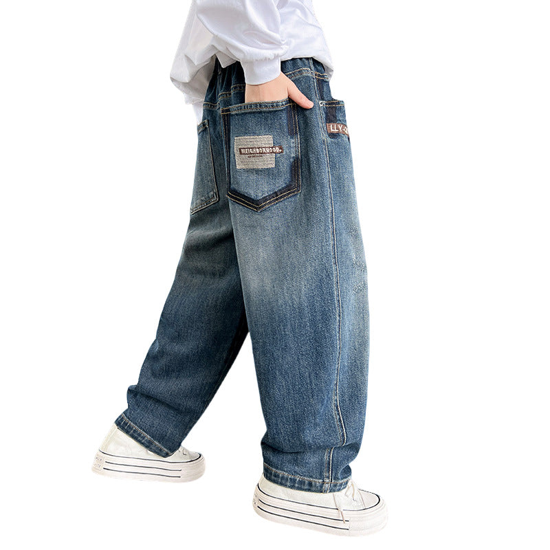 Boys' spring denim jeans - new  styles for spring and autumn. trendy and stylish long pants for older boys and big kids. loose fit, fashionable