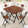 Dark wood grain 80*74 table and four chairs (rounded corners to prevent collision)
