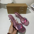 Za new 2024 french summer stiletto heel square toe thong sandals with seashell buckle detail and open back for women