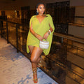 European and american cross-border women's fashion:  summer new arrival - elegant v-neck ruched irregular short dress