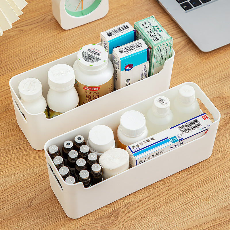 Desktop entrance mask drug storage box plastic transparent multi-functional medicine box portable classification wall-mounted storage box