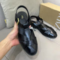 Za2025 korean style woven flat roman sandals women's summer new collection closed-toe back strap ladies sandals