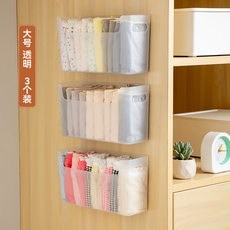 Bathroom wall-mounted underwear storage box Plastic finishing underwear storage box Wall-mounted non-punching socks storage box