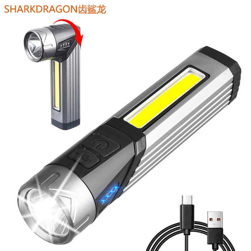 Cross-border new XPE + COB flashlight USB charging foldable multi-function magnetic maintenance work light