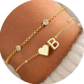 Amazon cross-border 26-letter heart layered bracelet 14k a-z initial jewelry minimalist personalized women's gift