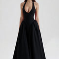 cross-border e-commerce european and american women's clothing: new summer collection - elegant v-neck halter neck sexy evening dress