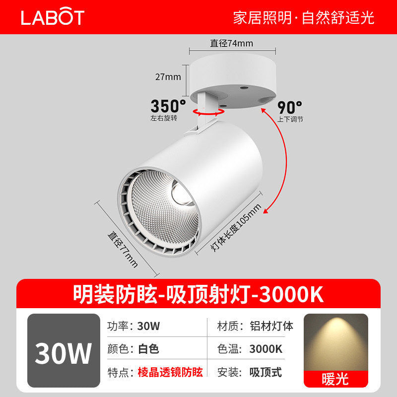 Led surface mounted spotlight - ideal for shops, clothing stores, home background walls, cob small ceiling mounted track light, focused lighting for commercial stores