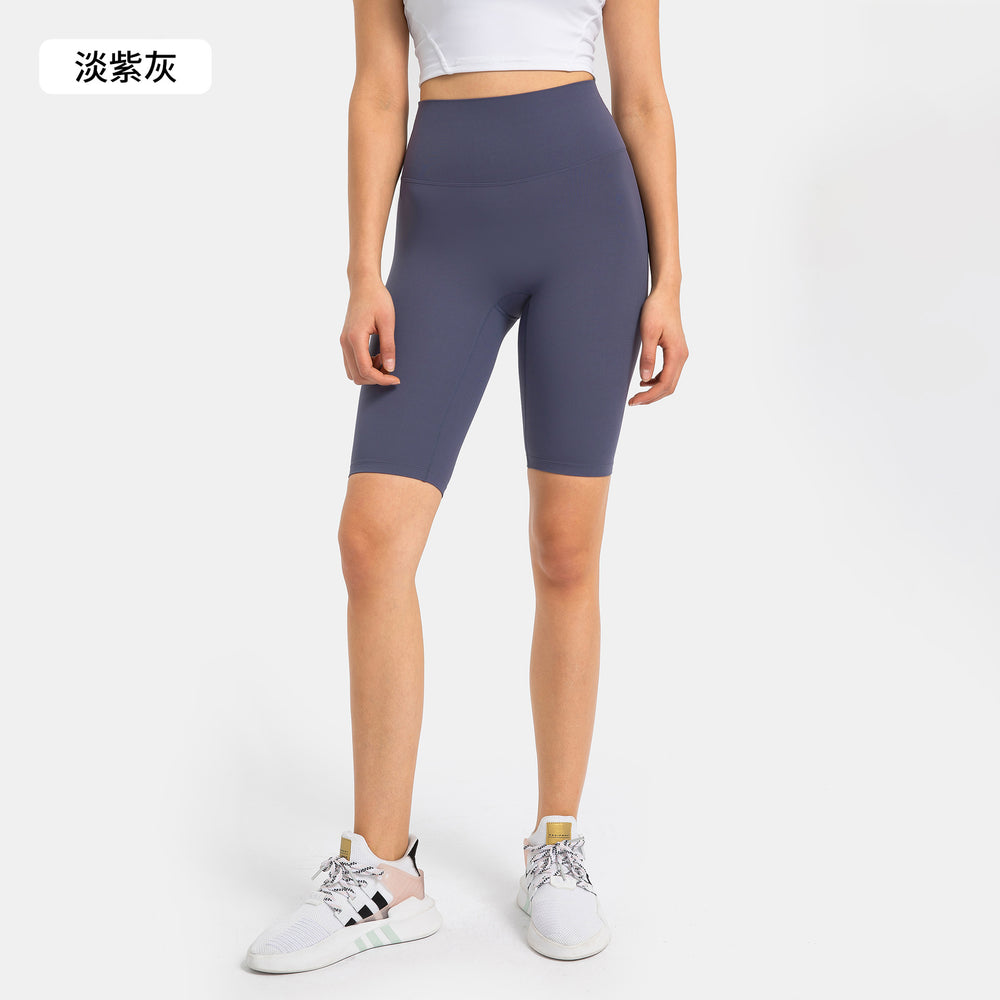 Spring/summer seamless t-line tight 5-inch nude yoga shorts - peach lift, high-waisted workout shorts with pockets - women's dk184