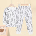 Class a cotton kids home wear suit boys and girls youth graffiti autumn clothes and long trousers close-fitting in stock wholesale