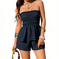 summer new arrival: cross-border  one-shoulder bandeau waist-cinching set - short, casual, slimming, vacation outfit