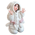 Kids' winter pajamas: new cartoon bunny hooded plush sleepwear set for girls - warm and cozy