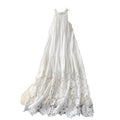 White fairy dress 2024 summer new arrival - high-end sleeveless halter neck lace patchwork loose elegant maxi dress