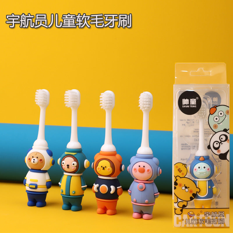 Boxed children's toothbrush cartoon baby cartoon astronaut soft bristle toothbrush 3-12 years old baby oral cleaning