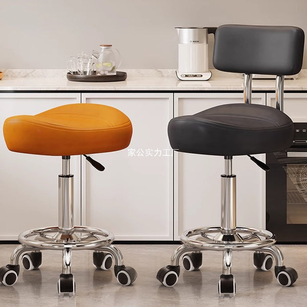 Saddle Chair Kitchen Cooking Chair Front Desk Cashier High Stool Universal Wheel Lifting Chair Beauty Barber Stool