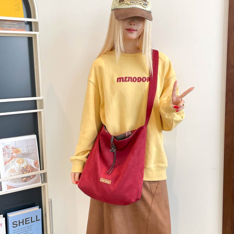 European and american style retro niche crossbody bag korean double-sided backpack trendy printed large capacity work commute tote bag