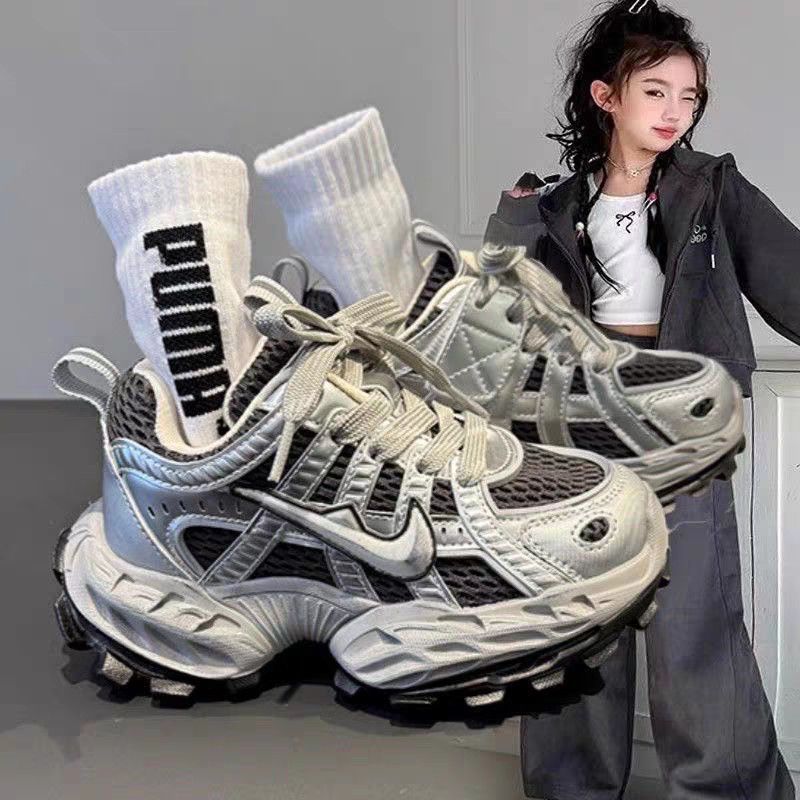 Girls' tank top dad sneakers,  spring/autumn new collection, boys' athletic shoes, lightweight kids' trendy brand pink running shoes
