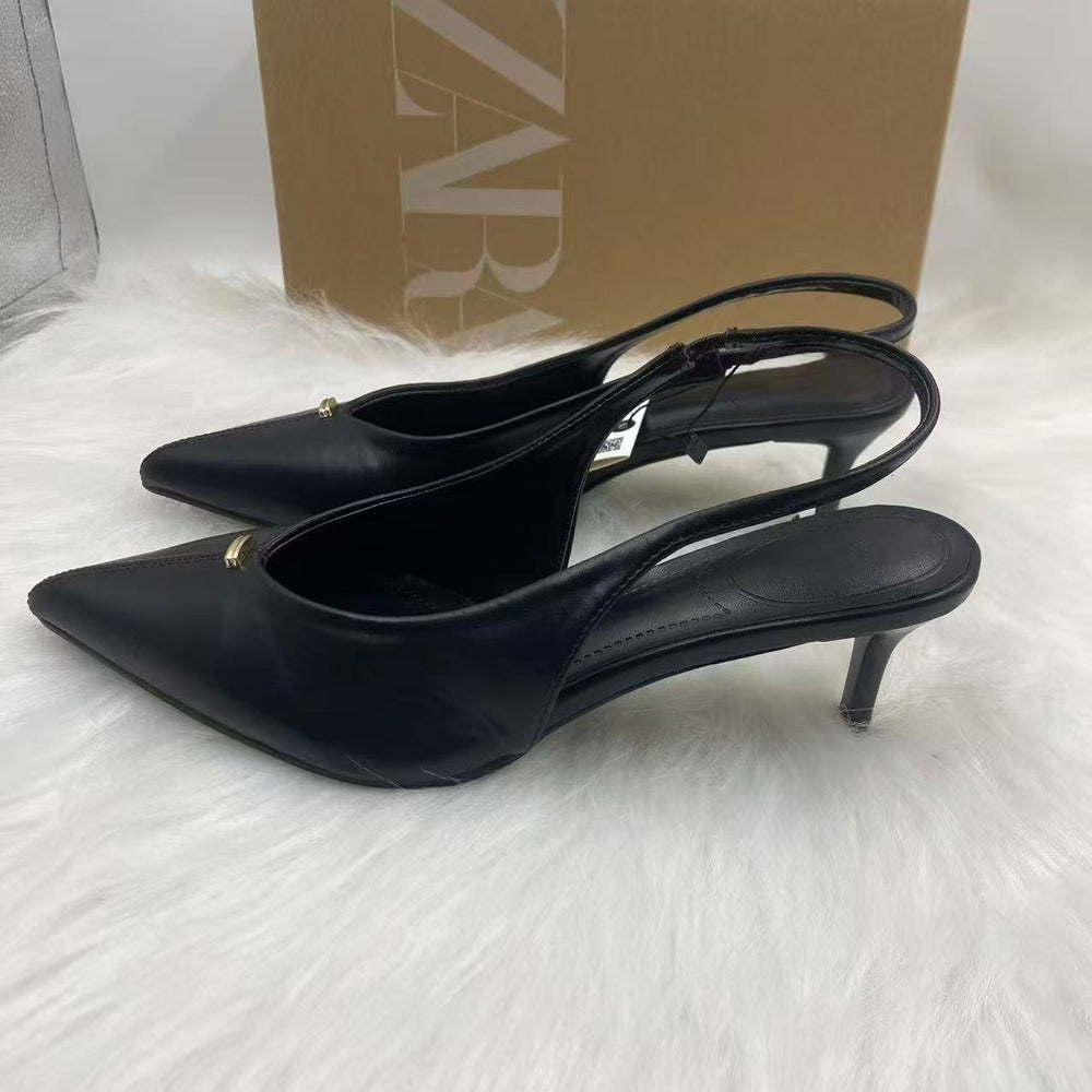 Za2025 spanish spring/summer off-white pointed-toe mules, stiletto heel closed-toe sandals, fairycore fashion