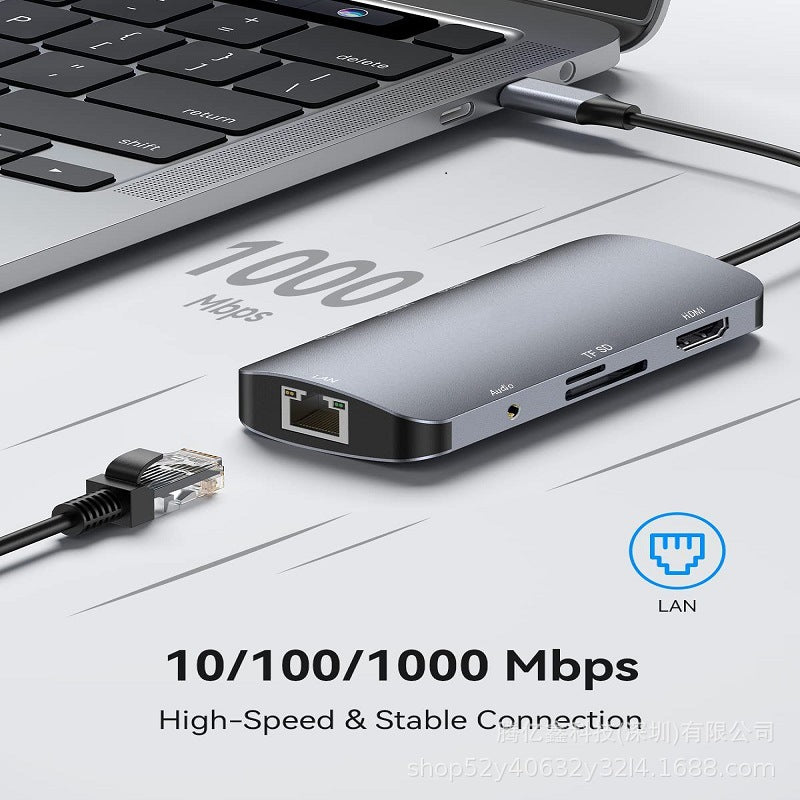 Type-c to hdmi converter usb3.0 gigabit network port nine-in-one u disk docking station mac notebook hub