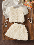 summer cross-border e-commerce 3d mesh wave patchwork top and skirt two-piece set