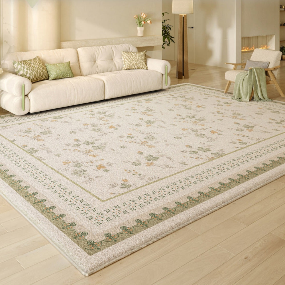 Carpet living room no-wash and wipeable medieval cream style soundproof bedside bedroom non-slip sofa floor mat full coverage large area