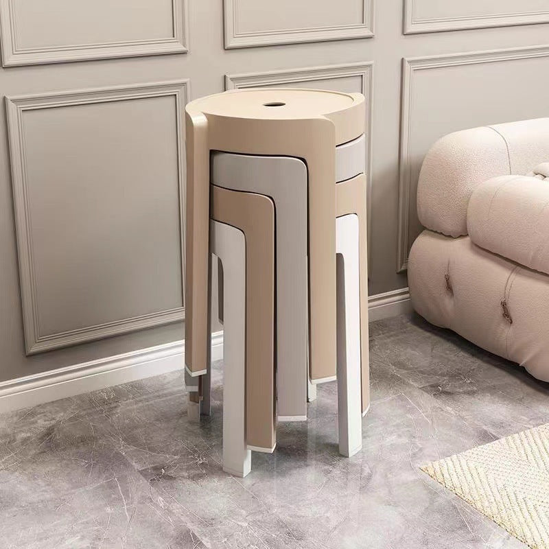 Influencer-approved fashionable plastic stool - thickened, stackable, round stool for home use - nordic dining stool - minimalist creative windmill stool - wholesale