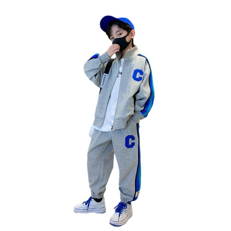 Boys' fall outfit set  new style, mid-to-large children's spring/autumn tracksuit, stylish kids' spring fashion clothing wholesale