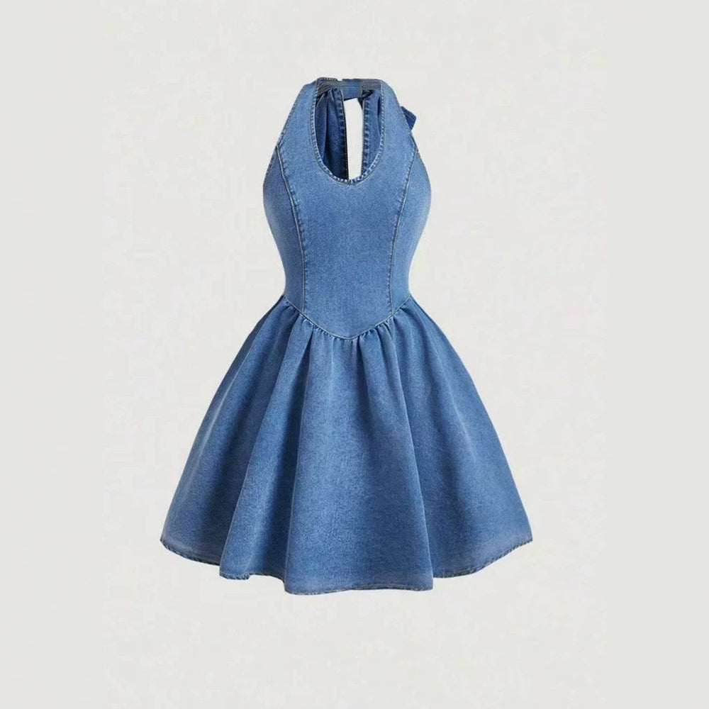Fashion cross-border export  denim dress women's bows suspender tutu skirt fashion waist skirt women