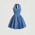 Fashion cross-border export  denim dress women's bows suspender tutu skirt fashion waist skirt women