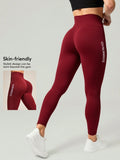 Seamless high-waisted yoga leggings with lettering - perfect for cross-border e-commerce, cycling, training, yoga, running, and layering