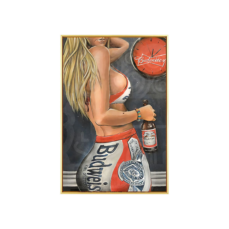 Bar decorative painting industrial style retro beautiful woman ktv box dance hall clear bar background wall painting creative painting