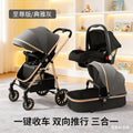 Three-in-one baby stroller, lightweight, foldable, sit-down, reclining, high-view, sleeping blue, reversible newborn baby stroller