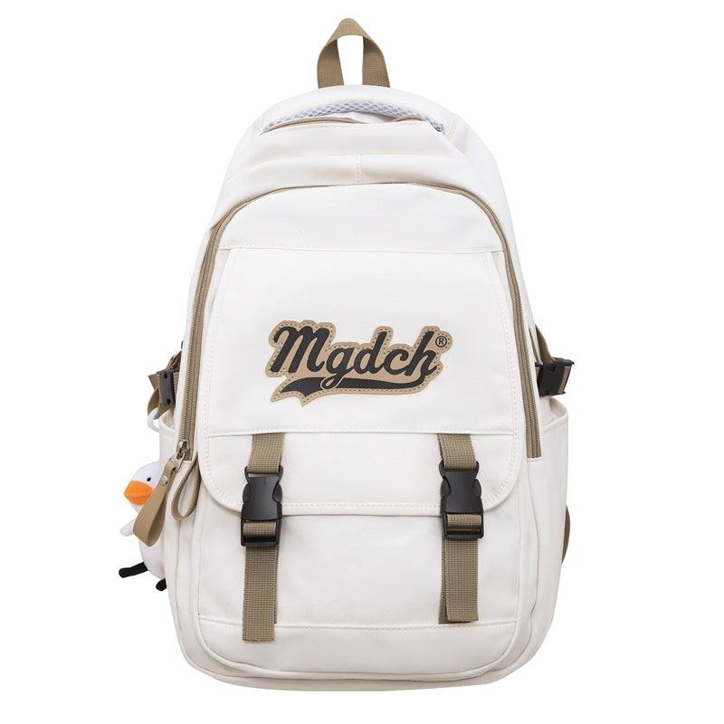 School bag for female college students, Korean version for junior high school students, high school, large-capacity burden reduction backpack for men's middle school students, casual backpack.