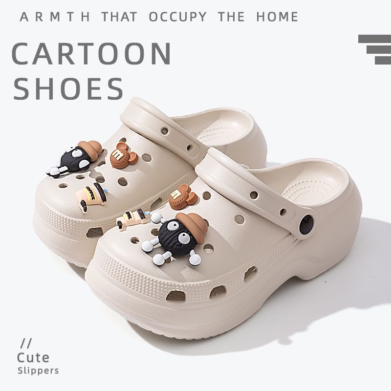 Thick sole crocs women's toe cap non-slip deodorizing filter not tired feet summer 2025new arrivalfashion slippers women's outwear