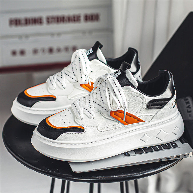 Men's spring trendy versatile low-top casual sneakers, student sports thick-soled height-increasing white trendy shoes, popular online bestseller