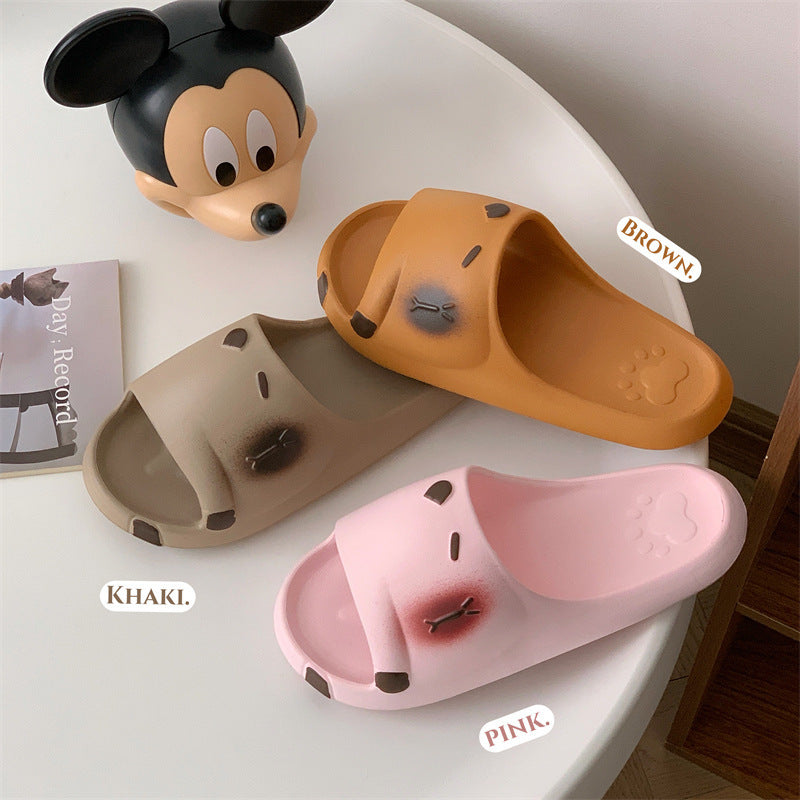 New fashion women's slippers 2025 cartoon flat bottom versatile anti-slip outdoor beach one-strap sandals wholesale indoor