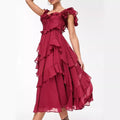 2025 new european and american style formal dress vacation dress lace backless cutout cake dress ruffle pleated maxi dress