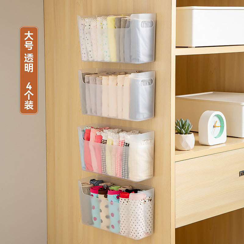 Bathroom wall-mounted underwear storage box Plastic finishing underwear storage box Wall-mounted non-punching socks storage box